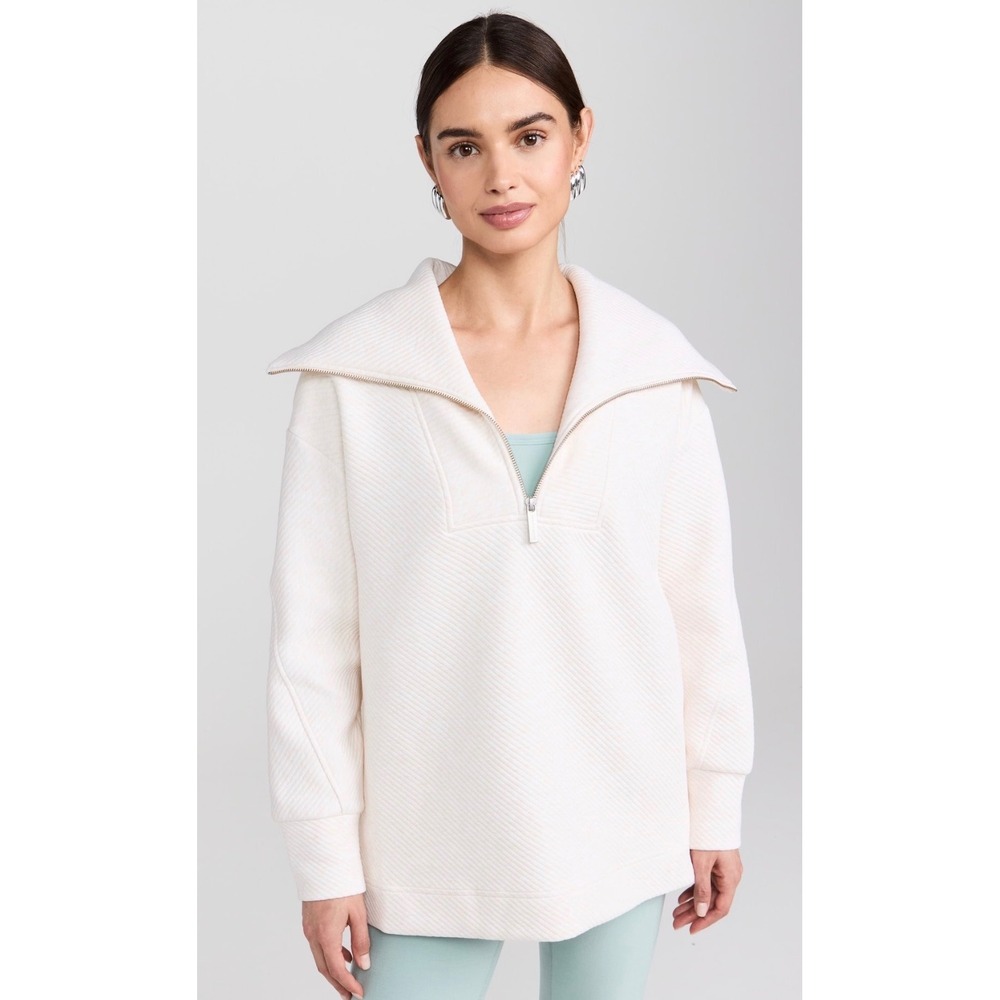 Sweaty Betty Radiant Half Zip Sweatshirt in Cream. Size 10